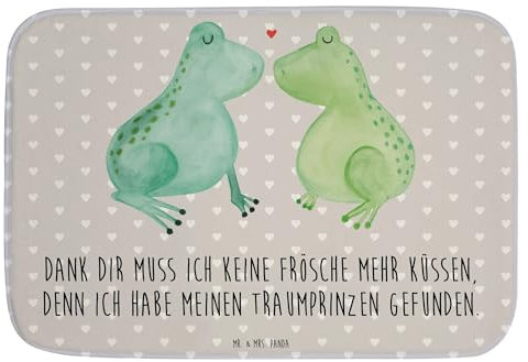 Mr. & Mrs. Panda Badvorleger Frosch Liebe - Geschenk, Badgarnitur, Partner, Verlobung, Badematte, Verlobt, Duschmatte, Frösche, Ehemann, Kuss,