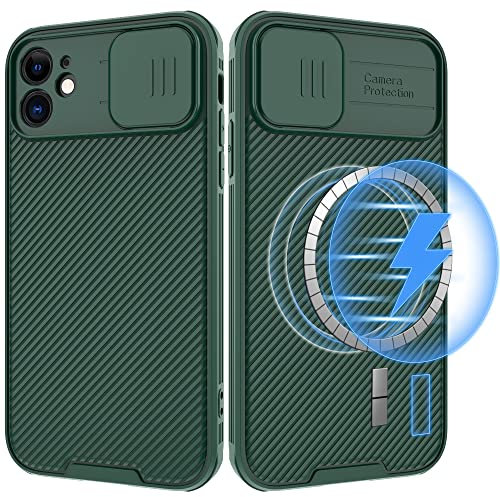 Hitaoyou iPhone 11 Case Magsafe, iPhone 11 Camera Protection Case [Support Magsafe Charger] with Slide Lens Cover,Slim Magnetic Case for iPhone 11 6.1 Green