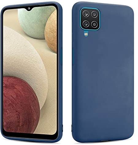 SHAANS Case For Samsung Galaxy A12 TPU Silicone Rubber Phone Case Soft Matt Finish (Navy Blue)
