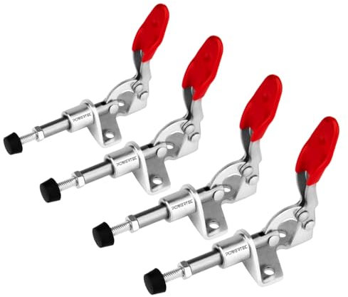 POWERTEC 4PK Toggle Clamp, 100lbs Holding Capacity, 301A Quick Release Push/Pull Clamp for Woodworking Jigs and Fixtures, Pocket Hole Jigs, Welding, Crosscut Sled, CNC (20323-P2)