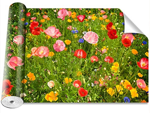 Tulup Salon Tapetenrolle selbstklebende Tapete 3D Material mit bedrucktem Dekor Moderne 416x254 cm Küche Schlafzimmer - Blumenwiesen