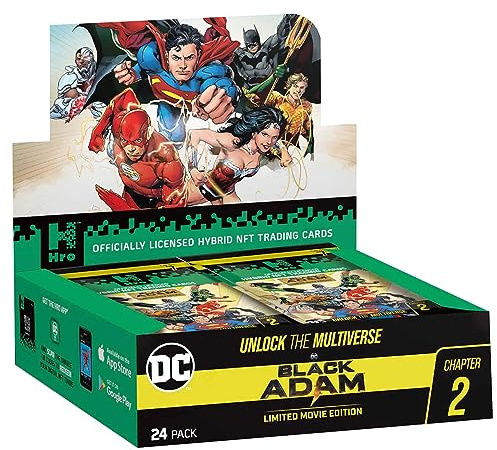 DC Unlock The Multiverse Black Adam 24-Pack Mega Booster Box – Hro Hybrid NFT Trading Cards, 168 Cards