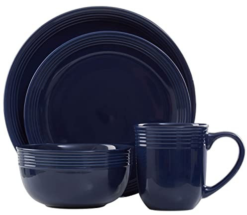 16 Piece Dinner Set (Dark Blue Textured)