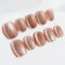 Sun&Beam Nails Handmade Press On Short Round with Flesh Color Cat Eye Design Charm Cute False Nail Tips 10 Pcs (#95 M)