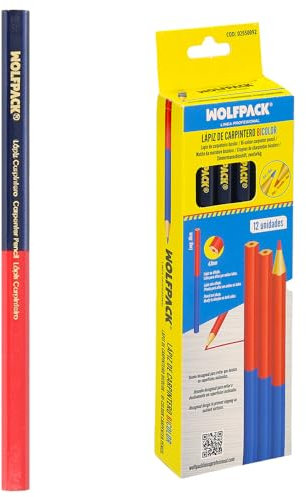 WOLFPACK LINEA PROFESIONAL Schreinerstift, zweifarbig, 18 cm, (12 Stück) – Buntstifte, Schreiner, Rot/Blau