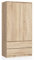 AKORD Zweitüriger Kleiderschrank S 90 cm 2 Schubladen mit Regalen und Einer Kleiderstange für EIN Schlafzimmer Kleiderschränke Minimalistischer Stil Schichtstoffplatte 16 mm Farbe Sonoma