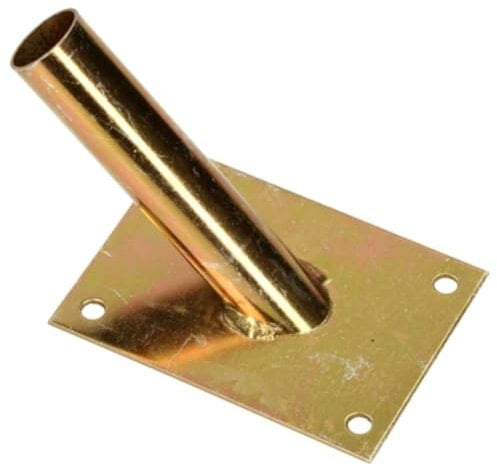 Single Flag Pole Holder - Wall Mounted Flag Pole Bracket, Galvanised (Gold), Rust and Weather Resistant, Heavy Duty Flagpole Mount for Home and Outdoor Use