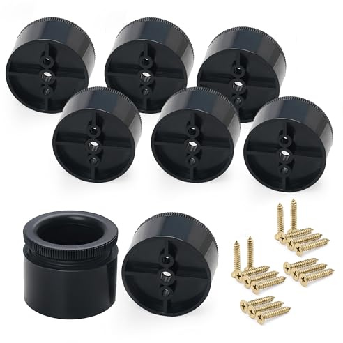 NEWBYTEK Lot de 8 pieds de meubles courts réglables en plastique de 3 cm, pieds de nivellement de meubles noirs pour canapé, armoire, table, canapé et bureau
