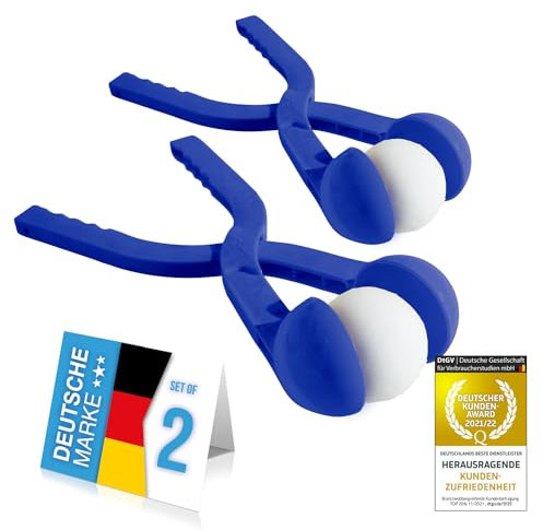GOODS+GADGETS Schneeballzange für Perfekte 7 cm große Schneebälle; 2. Generation Schnee-Ball-Maker; Schneeball-Presse, nie mehr kalte Hände; 38 cm; zufällige Farben Rot oder Blau (2 Stück)