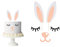 Cupcake Topper Hasenohren, Cake Topper mit Ohr Wimpern Nase Hasen Cupcake Topper Hasen Kuchenaufsatz Hasenohren für Kuchen Hase Kaninchen Babyparty Ostern Geburtstag Frühling