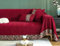 Ayoiow Schlafsofa Bezug Sofahusse Rot Sofahusse 4Sitzer Chenille Reine Farbe Mit Floralen Musterrändern