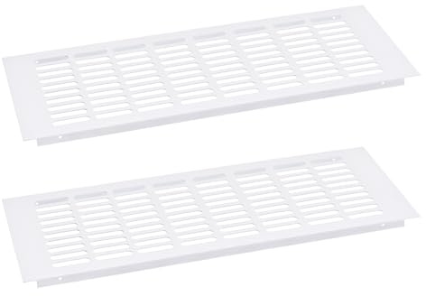 sourcing map Lüftungsschlitz-Abdeckung, 2 Stück, 400 x 150 mm – Netzgewebe aus Aluminiumlegierung, rechteckig, Lüftungsgitter für Schuhschrank, Kleiderschrank (weiß)