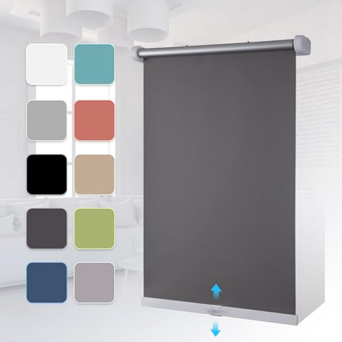 Grandekor Rollos für Fenster ohne Bohren 80x150cm(BxH) Hellgrau Fenster Rollos für innen Schnurlos Springrollo Verdunklungsrollo Sicht- und Sonnenschutz, Blickdicht & lichtundurchlässig