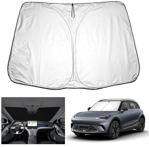 YEE PIN Parasol para coche compatible con Smart 1 2023 2024, sombrilla plegable para coche, Smart #1, parabrisas delantero, protección contra el polvo UV
