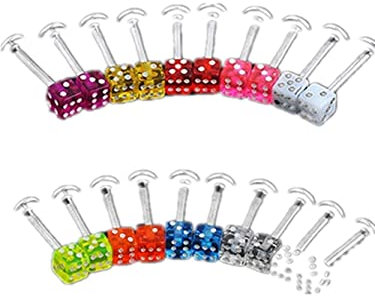 Generic 20 Stücke Mixed Cube Würfel Lip Ohrstecker Ringe Tragus Labret Piercing Bars Party Club Kostengünstig und Langlebig Professional und Fashion