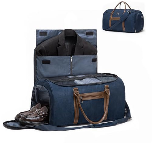 Zingtto Convertible Garment Bag for Travel, Garment Bag with Organizer Insert (Navy Blue)