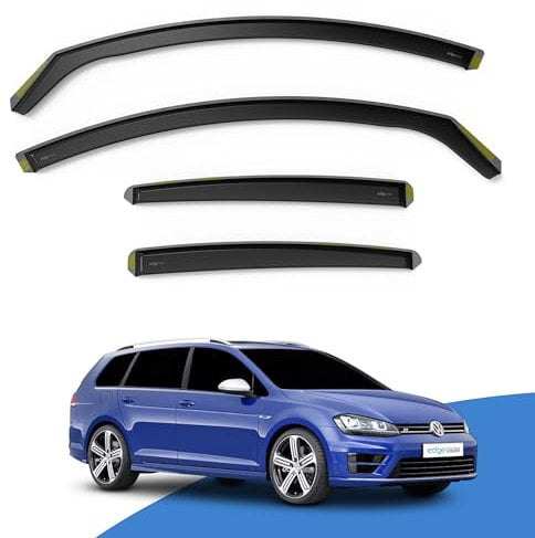 EdgeVisors Wind Deflectors | Fits: VW GOLF MK7 (2013-2019) 5 Door Estate 4pc Set | In-Channel Rain Guards for Wind, Rain & Sun Protection, Easy Installation - Tinted