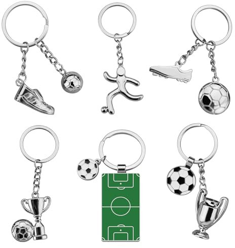 6 Pièces Porte-Clés de Football, Porte Clef Personnalisé, Porte-Clés Ballon de Football, Pour les Amateurs de Football, des Cadeaux