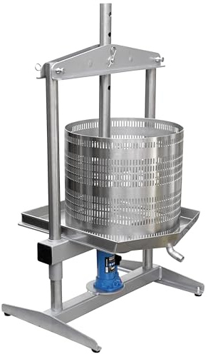 Obstpresse manuell hydraulisch: Edelstahl, 50 Liter Obst Beeren (Trauben) Honig Apfelpresse OPRIH5, 5t Pressdruck, verbesserstes Modell v2024