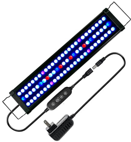 Luz LED para acuario plantada de espectro completo, con temporizador, con monitor LCD, temporizador ajustable, IP68 resistente al agua, 3 modos, para pecera de agua dulce, 16-48 pulgadas, 12-30 vatios