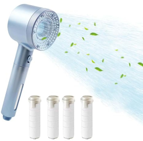 EnixwH Alcachofa de Ducha con Filtro, Alcachofa Ducha Alta Presión, Shower Head Universal con Interfaz de 1/2 Pulgada, Ducha Alcachofa Ahorro Agua, para Limpiar Baños, Paredes Alicatadas (Plateado)