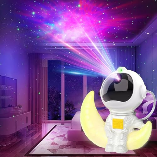 PHOSURA LED Astronauta Proiettore Stelle Galassia Lampada Notturna, Spaziale con Timer, Telecomando, Cielo Stellato Soffitto Luce per Camera da Letto, Regalo per Bambini e Adulti
