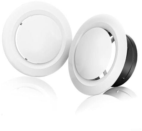 Round White Metal Diffuser, Wall Ceiling Adjustable Vents - Exhaust Fan Vent Cover - Bathroom Kitchen Garage Ventilation Grille(ø75mm - 2pcs)