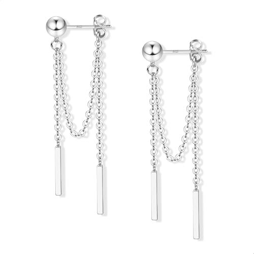 Silber 925 Hängend Ohrringe Damen, Lange Quasten Ohrringe Hypoallergen Lange Ohrringe Lange Quasten Ohrringe Hängend Ohrringe fur Damen