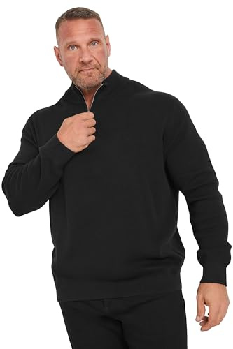BadRhino Big & Tall Milano Quarter Zip Jumper - Men's - Plus Size Curve Black