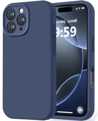 LOVE 3000 Designed for iPhone 16 Pro Max Case, Premium Silicone with [Soft Anti-Scratch Microfiber Lining] Shockproof Protective Phone Case for Lanyard 6.9, Navy Blue