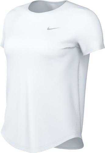 Nike Tempo Dri-Fit HQ0648-100 Women's Short Sleeve Running Top, White/Reflective Silv, M