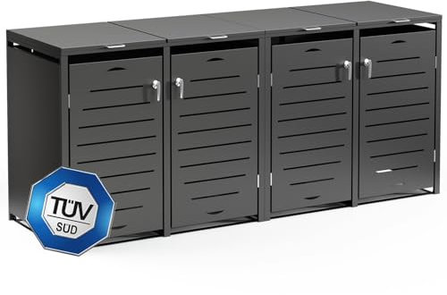 Mucola Mülltonnenverkleidung für 4 Tonnen Mülltonnenbox Anthrazit | beliebig erweiterbar | Mülltonnenhaus Abfallbehälter | robust & langlebig | Tonnenhaus Fassungsvermögen bis 240L Container