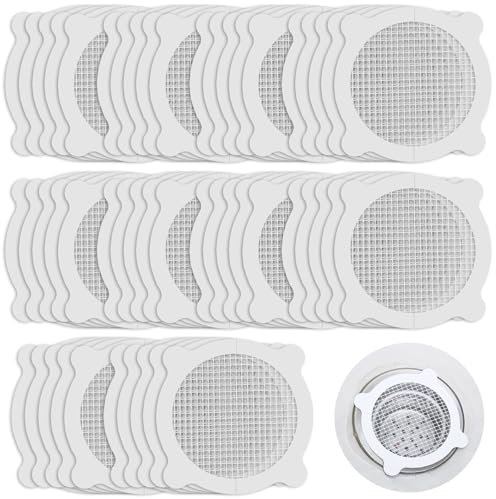Hurifeng 50 Stück Haarsieb Dusche Aufkleber - Effektiver Abflussschutz Praktisches Haarsieb für Dusche und Bad - Weiß Faserige Abflusssiebe； Ideal für Badezimmer und Küche