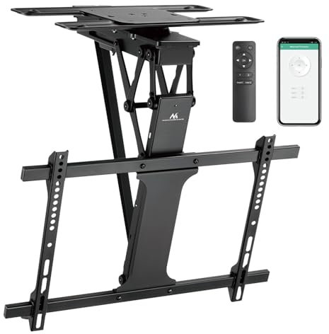 Maclean Electric Soporte de Techo para TV de 32 a 75 | Función de Inclinación y Giro Motorizada | max. VESA 600x400 | Control Remoto y App Tuya | Construcción Metálica Robusta | Sistema Anticolisión