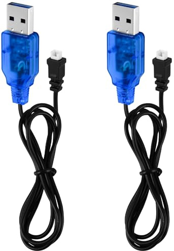 2 Stück USB Ladekabel für 3.7 V JST 1.25 Schnittstelle Lipo Akku Charger mit Smart IC und Verpolungsschutz, Geeignet zum Laden von Lithium Batterien (Länge: 55cm)