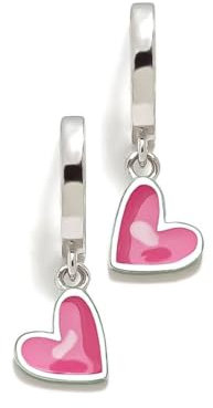 Agatha Ruiz de la Prada Creolen Ohrringe 925m Sterling Silber Mädchen AQUA 20mm. rosa Herz