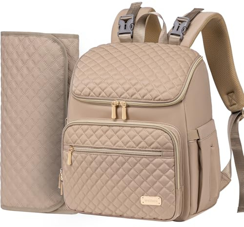 Weitars Wickeltasche, Rucksack, Baby-Wickeltasche mit Wickelunterlage, Reise-Windelrucksack, Babytasche für Mutter, 5 isolierte Taschen, Khaki, Large, Freizeit