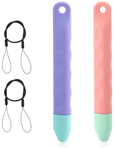 BOXOB 2pz Penne Stilo per Tablet Adatte ai Bambini con Lacci, Penne Stilo Universali per Touchscreen Compatibili con iPad iPhone Kindle Android e Tutti i Dispositivi Touchscreen (Rosa e Viola)