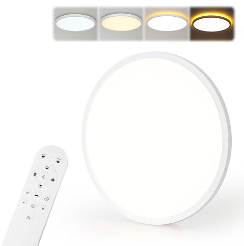 MoonYard LED Deckenleuchte Modern Rund Ø40cm | 36W, 3900lm, Dimmbar mit Fernbedienung, Flach, Für Schlafzimmer Kinderzimmer Wohnzimmer