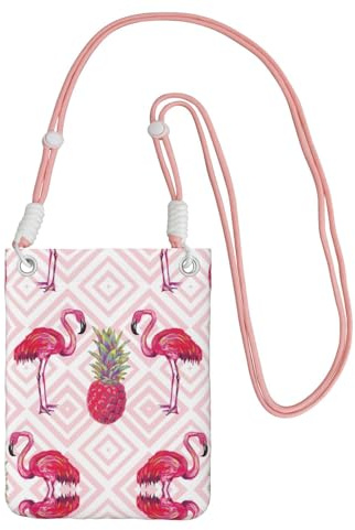 KAPPTYY Modische Handytasche, Motiv: pinker Flamingo-Ananas-Druck, universelle Outdoor-Handytasche, Gadget-Tasche, geeignet für jedes Handy, rose, Einheitsgröße