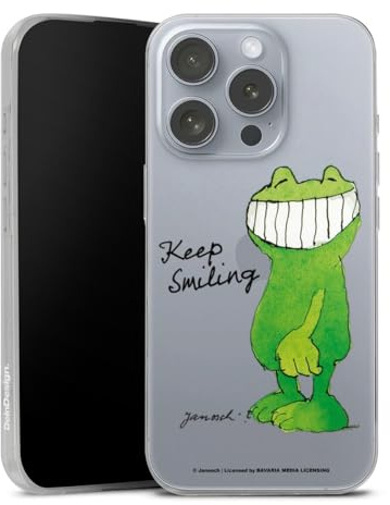 Slim Case kompatibel mit Apple iPhone 16 Pro Silikon Handyhülle transparent Hülle extra dünn Frosch Motivation Janosch