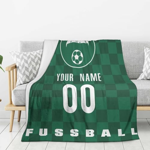 Generisch Personalisierte Bremen Decke,Kuscheldecke mit Namen&Nummer,Bremen Flauschige Decke für Stadion, Couch & Wohnzimmer, Fußball Fans -102x127 cm, 127x153 cm, 153x204 cm