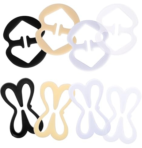 Mikovivi 8pcs Attache Bretelle Soutien Gorge, 4 Couleurs 2 Styles Convertisseur de Soutien Gorge en Support de Bretelles dos Nageur pour Chemises Femmes (Libellule + Forme 8)