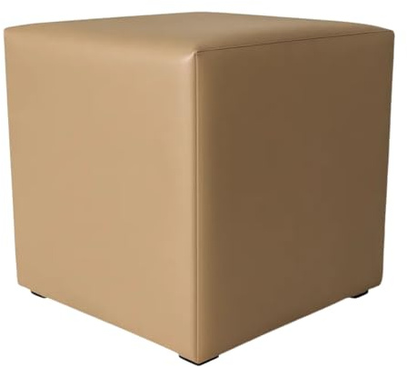 Extrasen Hocker Wohnzimmer Sitzhocker - Quadratisch 40 x 40 cm - Sofahocker - Öko-Leder- Braun