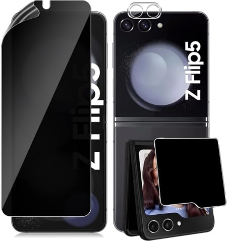 Datree Panzerglas Sichtschutz für Samsung Galaxy Z Flip 5/Z Flip5, 1+1+1 Stück TPU Sichtschutz + Externe Privacy Schutzfolie + Kameraschutz Folie, Anti-Kratzen HD Vollständige Displayschutzfolie