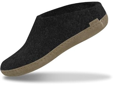 glerups dk Unisex-Erwachsene Filz-Hausschuh BR, Damen,Herren Hausschuh,Huettenschuh,Schafwolle,Gummisohle Schwarz (Charcoal), 42 EU / 8 UK
