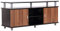 HOMCOM Meuble Banc TV Design Contemporain Multi-rangements : 2 Portes Niche Centrale étagère Grand Plateau 120L x 40l x 52H cm Marron Noir métal
