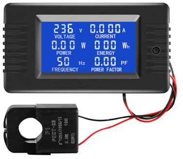 Misuratore di corrente alternata con display digitale LCD, amperometro, voltmetro, multimetro con trasformatore di corrente split core CT AC 80-260 V 100 A (trasformatore split core)