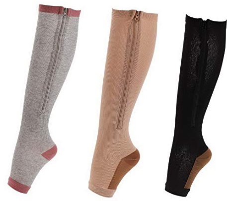 RESTBUY Calze a Compressione Calze Elastico con Cerniera, 3Pairs XXL