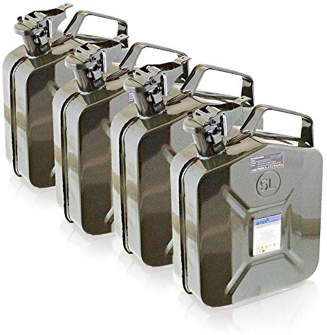 BITUXX® Stahl Benzinkanister Dieselkanister Kraftstoffkanister Kanister UN Zulassung (4x 5 Liter)